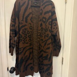 Sanctuary Brown and Black Animal Print Cardigan